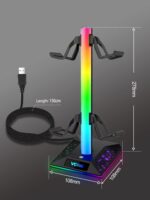 RGB Gaming Headphones Stand with 2 USB Ports Headset Stand with 10 Light Modes and Non-Slip Rubber, Suitable for All Earphone Accessories, Best Gift for Husband, Kids, Boyfriend - Image 9