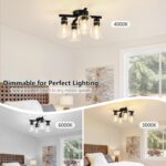 Asnxcju Semi Flush Mount Ceiling Light, 4-Lights Kitchen Lighting Fixtures Ceiling Mount, Modern Black Ceiling Lights with Clear Glass Shades for Bedroom, Entryway, Bathroom, Farmhouse - Image 4
