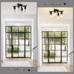 Asnxcju Semi Flush Mount Ceiling Light, 4-Lights Kitchen Lighting Fixtures Ceiling Mount, Modern Black Ceiling Lights with Clear Glass Shades for Bedroom, Entryway, Bathroom, Farmhouse - Image 5