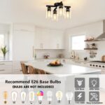 Asnxcju Semi Flush Mount Ceiling Light, 4-Lights Kitchen Lighting Fixtures Ceiling Mount, Modern Black Ceiling Lights with Clear Glass Shades for Bedroom, Entryway, Bathroom, Farmhouse - Image 6