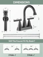 Cobbe Bathroom Faucets for Sink 3 Hole, 4 Inch with Pop Up Drain and 2 Supply Hoses, 2 Handle Centerset Bathroom Faucet for Sink Vanity, Midnight Black Matte - Image 5