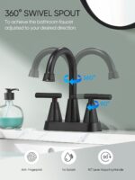 Cobbe Bathroom Faucets for Sink 3 Hole, 4 Inch with Pop Up Drain and 2 Supply Hoses, 2 Handle Centerset Bathroom Faucet for Sink Vanity, Midnight Black Matte - Image 8