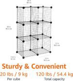 Amazon Basics Cube Wire Grid Stackable Storage Shelves, 6-Cube, 12.6"D x 26"W x 38"H, Black - Image 3