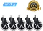 Office Chair Caster Wheels Set of 5 Heavy Duty & Safe for All Floors Including Hardwood 3" Rubber Replacement for Desk Floor Mats - Image 3