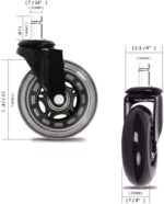 Office Chair Caster Wheels Set of 5 Heavy Duty & Safe for All Floors Including Hardwood 3" Rubber Replacement for Desk Floor Mats - Image 6
