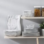 MALACASA Square Dinnerware Sets, 26-Piece Marble Grey Plates and Bowls Sets, Porcelain Dinner Set Microwave Safe, Kitchen Dinnerware Plates Set, Dishes and Bowls, Dish Set for 6, Series Flora - Image 9