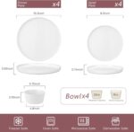 Herogo 12 Pieces Dinnerware Dishes Set for 4, Handmade Stoneware Dining Plates and Bowls Sets, Double Reactive Glaze, Microwave & Dishwasher Safe, Scratch Resistant, Speckled White - Image 3