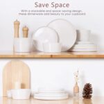 Herogo 12 Pieces Dinnerware Dishes Set for 4, Handmade Stoneware Dining Plates and Bowls Sets, Double Reactive Glaze, Microwave & Dishwasher Safe, Scratch Resistant, Speckled White - Image 5