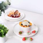 Herogo 12 Pieces Dinnerware Dishes Set for 4, Handmade Stoneware Dining Plates and Bowls Sets, Double Reactive Glaze, Microwave & Dishwasher Safe, Scratch Resistant, Speckled White - Image 7