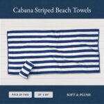 LANE LINEN 100% Cotton Beach Towel - 2 Pack Beach Towels Oversized, Cabana Stripe Large Beach Towel, Soft & Quick Dry Pool Towels, Beach Essentials for Women (30" x 60”) Absorbent Bath Towels - Blue - Image 3