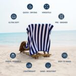 LANE LINEN 100% Cotton Beach Towel - 2 Pack Beach Towels Oversized, Cabana Stripe Large Beach Towel, Soft & Quick Dry Pool Towels, Beach Essentials for Women (30" x 60”) Absorbent Bath Towels - Blue - Image 4