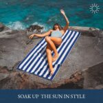 LANE LINEN 100% Cotton Beach Towel - 2 Pack Beach Towels Oversized, Cabana Stripe Large Beach Towel, Soft & Quick Dry Pool Towels, Beach Essentials for Women (30" x 60”) Absorbent Bath Towels - Blue - Image 7