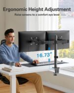 HUANUO Dual Monitor Desk Mount, Heavy-Duty Steel Adjustable Arm for 13-32 Inch Screens, Tilt, Swivel, Rotate, C-Clamp & Grommet Base, Holds up to 17.6 lbs per Arm, VESA 75/100mm - Image 4