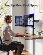 HUANUO Dual Monitor Desk Mount, Heavy-Duty Steel Adjustable Arm for 13-32 Inch Screens, Tilt, Swivel, Rotate, C-Clamp & Grommet Base, Holds up to 17.6 lbs per Arm, VESA 75/100mm - Image 8