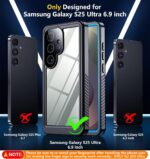 SPIDERCASE for Samsung Galaxy S25 Ultra Case Waterproof, Built-in Screen&Camera Lens Protector, [IP68 Underwater][12FT Military Grade Shockproof] Full Protection Phone Case 6.9”, Blue/Clear - Image 3