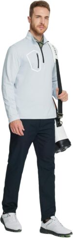 Rouen Quarter Zip Pullover Men Dry Fit Lightweight Moisture Wicking Golf 1/4 Zip Pullover Mens Pocket Mock Neck Sweatshirt - Image 3