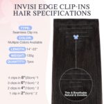 DOORES Hair Extensions Real Human Clip in 18 inch 130g 7pcs Invisi Edge, Seamless Clip in Hair Extensions Invisible Clipins Virgin Injected Skin Weft, 2 Dark Brown - Image 5