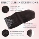 DOORES Hair Extensions Real Human Clip in 18 inch 130g 7pcs Invisi Edge, Seamless Clip in Hair Extensions Invisible Clipins Virgin Injected Skin Weft, 2 Dark Brown - Image 8