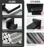 5-Piece Matte Black Bathroom Accessories Set, SUS304 Stainless Steel Wall Mounted 16 Inch Hand Towel Bar, Toilet Paper Holder, Towel Ring, Towel Hooks, Bathroom Hardware Set, Towel Bar Set - Image 3