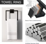 5-Piece Matte Black Bathroom Accessories Set, SUS304 Stainless Steel Wall Mounted 16 Inch Hand Towel Bar, Toilet Paper Holder, Towel Ring, Towel Hooks, Bathroom Hardware Set, Towel Bar Set - Image 4