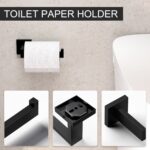 5-Piece Matte Black Bathroom Accessories Set, SUS304 Stainless Steel Wall Mounted 16 Inch Hand Towel Bar, Toilet Paper Holder, Towel Ring, Towel Hooks, Bathroom Hardware Set, Towel Bar Set - Image 6