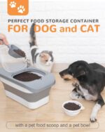 10-13 Lbs Dog Food Stroage Container, Collapsible Dog Food Containers with Airtight Lid, Pet Food Scoop and Silicone Dog Bowl, Pet Food Storage Container Dry Food for Dog, Cat and Other Pets - Image 5