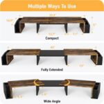 Simple Houseware Desk Dual Monitor Stand Riser with Drawer, Rustic Brown - Image 4