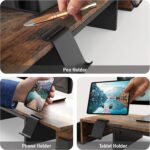 Simple Houseware Desk Dual Monitor Stand Riser with Drawer, Rustic Brown - Image 5