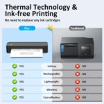 Inkless Portable Printer for Travel, Wireless Thermal Printer Supports 8.5 x 11 Inch Thermal Paper, Bluetooth Machine Includes Carry Case and 3 Rolls of Paper Kit, Black - Image 4