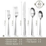 HIKAA 40-Piece Silverware Set Service for 8, Heavy Duty Stainless Steel Flatware Set with Extra Thickness, Matte Satin Cutlery Set Dishwasher Safe - Image 4