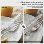 HIKAA 40-Piece Silverware Set Service for 8, Heavy Duty Stainless Steel Flatware Set with Extra Thickness, Matte Satin Cutlery Set Dishwasher Safe - Image 8