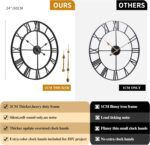 CLXEAST Silent 24 Inch Wall Clocks for Living Room Decor, Large Black Metal Roman Numeral Wall Clocks for Modern Farmhouse Home Decor,House Warming Gifts New Home - Image 4