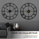 CLXEAST Silent 24 Inch Wall Clocks for Living Room Decor, Large Black Metal Roman Numeral Wall Clocks for Modern Farmhouse Home Decor,House Warming Gifts New Home - Image 5