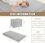 Folding Mattress Single Size,6 inch Memory Foam Tri Portable Trifold Mattress Topper Single with Breathable & Washable Cover, Foldable Guest Bed for Camping(25"×75"×6") - Image 3