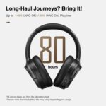 Bluetooth Headphones, Hybrid Active Noise Cancelling Wireless Headphones Over Ear with Microphone, Up to 140H Playtime, Transparency Mode, Deep Bass, Clear Calls, Comfort fit for Travel, Home Office - Image 3