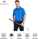 Mens Golf Shirt Moisture Wicking Dry Fit Performance Sport Short Sleeve Striped Golf Polo Shirts for Men - Image 6