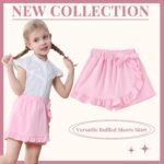 Toddler Baby Girls Skorts Skirt Little Girls Ruffle Flying Skirts Front Hem Solid Casual Stretch Skort for Baby Girls - Image 5