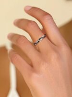 Silvora 925 Sterling Silver Ring Twisted Rope Wedding Band for Women with Cubic Zirconia Size 4-12 - Image 4