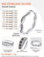 Silvora 925 Sterling Silver Ring Twisted Rope Wedding Band for Women with Cubic Zirconia Size 4-12 - Image 6