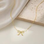 14K Gold Plated Bow Necklace for Women, Dainty Bow Pendant Choker Necklace, Fashion Bow Jewelry Gift - Image 6