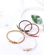 AIMADE Bracelets for Women Adjustable Charm Bracelet, 18k Gold-plated Buckle Design Titanium Steel Wire Rope Women's Gift Jewelry - Image 5