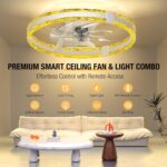 Ceiling Fans with Lights and Remote, 20'' Low Profile Flush Mount Ceiling Fan with 6 Speeds & 3 Color Temperature, 3000-6500K Dimmable Led Fandelier for Bedroom Livingroom, White - Image 3