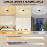 Ceiling Fans with Lights and Remote, 20'' Low Profile Flush Mount Ceiling Fan with 6 Speeds & 3 Color Temperature, 3000-6500K Dimmable Led Fandelier for Bedroom Livingroom, White - Image 4