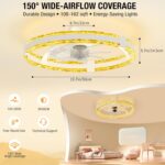 Ceiling Fans with Lights and Remote, 20'' Low Profile Flush Mount Ceiling Fan with 6 Speeds & 3 Color Temperature, 3000-6500K Dimmable Led Fandelier for Bedroom Livingroom, White - Image 8