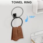 10 Pieces Bathroom Accessories Set, Bathroom Hardware Set, 24 inch Towel Bar, Towel Racks for Bathroom, Robe Towel Hooks, Toilet Paper Holder Wall Mounted, Matte Black - Image 4
