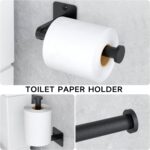 10 Pieces Bathroom Accessories Set, Bathroom Hardware Set, 24 inch Towel Bar, Towel Racks for Bathroom, Robe Towel Hooks, Toilet Paper Holder Wall Mounted, Matte Black - Image 5