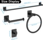 10 Pieces Bathroom Accessories Set, Bathroom Hardware Set, 24 inch Towel Bar, Towel Racks for Bathroom, Robe Towel Hooks, Toilet Paper Holder Wall Mounted, Matte Black - Image 8