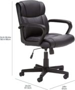 Amazon Basics Office Computer Task Desk Chair with Padded Armrests, Mid-Back, Adjustable, 360 Swivel, Rolling, 275 Pound Capacity, 24.2"D x 24"W x 34.8"H, Black Faux Leather - Image 4