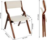 CangLong 18" Dining Chairs Set of 2, Foldable Chairs with Padded Seats and Solid Wood Frame for Dining, Living Room & Meeting Room, Walnut+Beige - Image 4