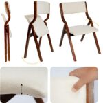 CangLong 18" Dining Chairs Set of 2, Foldable Chairs with Padded Seats and Solid Wood Frame for Dining, Living Room & Meeting Room, Walnut+Beige - Image 5